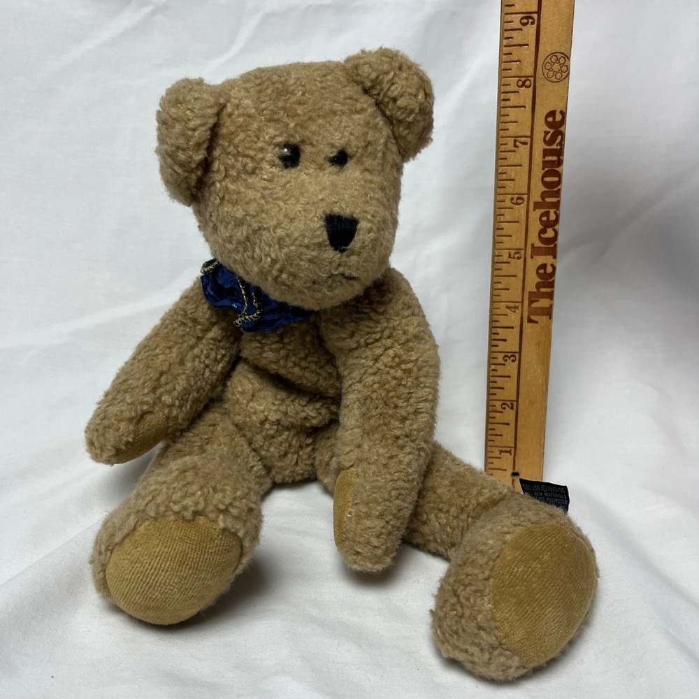 Boyds Bear J.B. Bean Series Tan Plush Teddy Bear Blue Bow Tie Vintage 1985-1995 - Picture 6 of 7